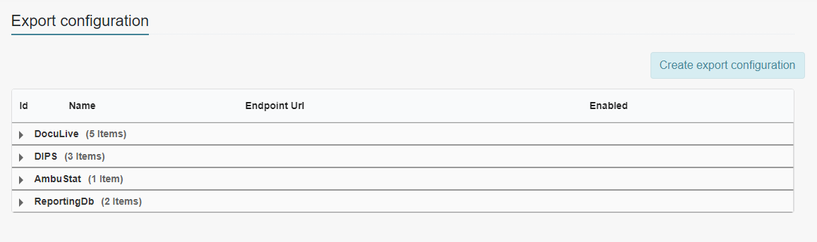 Export config page